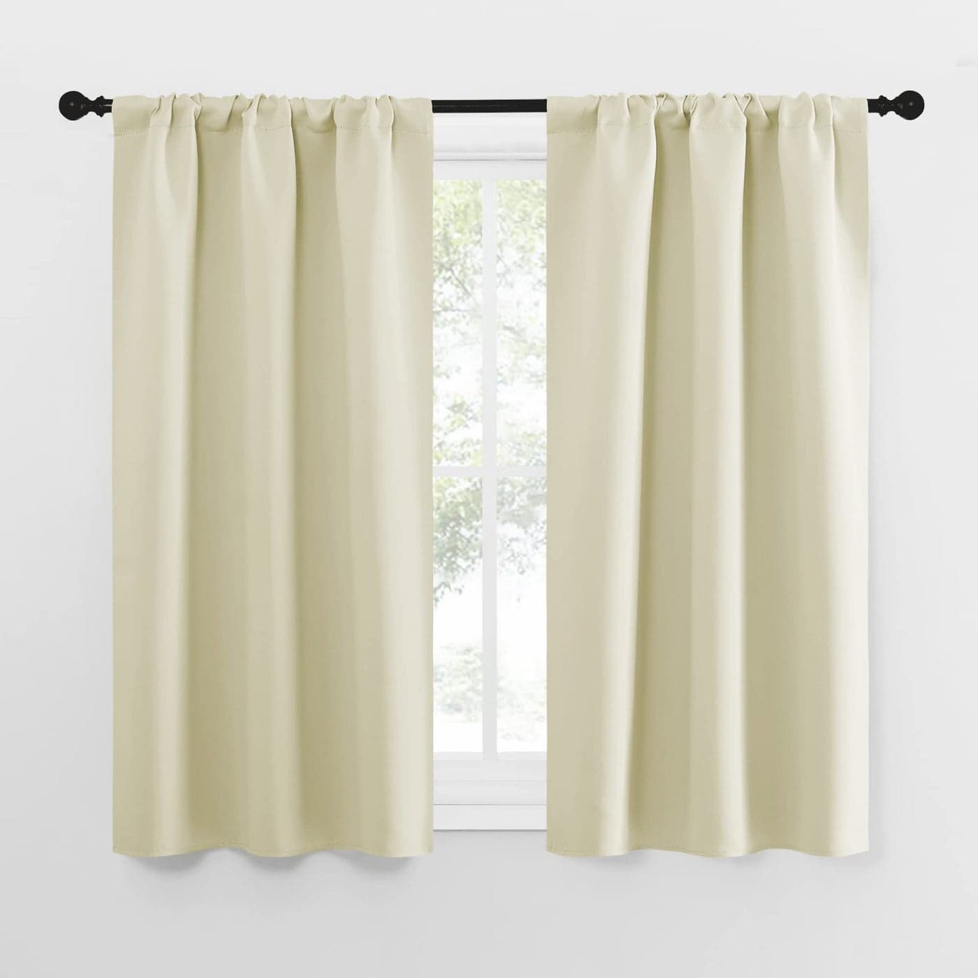 NICETOWN Kitchen Curtains Short Blackout Curtains Drapes Home Decoration Privacy Thermal Insulated Curtains for Unicorn Theam Room Beige 34 Wide 54 Long 2 PCs