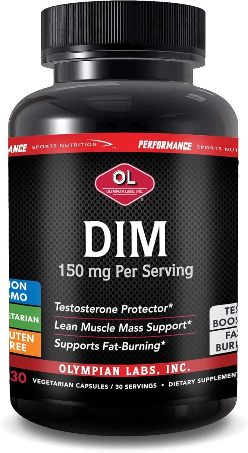 Olympian Labs DIM 150mg DIM Diindolylmethane Supplement Capsules Supporting Hormone Balance Clear Skin PCOS Aid in Fitness Regimes 30 Capsules 30 Day Supply