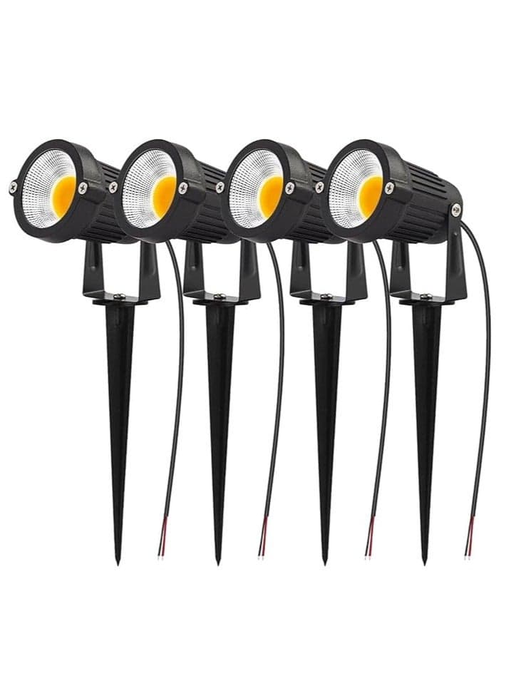 Outdoor Landscape LED Lighting 12W Waterproof IP65 Graden Lights COB Led Spotlights with Spiked Stand for Lawn Decorative Lamp (4 Packs) (Warm White)