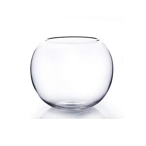 WGV Bowl Glass Vase, Diameter 8", Height 6.5", Open Width 3.75", (Multiple Sizes Choices) Clear Bubble Planter Terrarium Fish Bowl for Wedding Event Home Decor, 1 Piece (VBW0008)