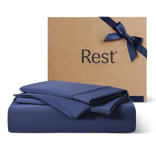 REST® Evercool®+ Starter Sheet Set, King, Blue, Breathable Bed Sheets for Hot Sleeper and Night Sweats, with Pillowcases, with Ionic+ Self-Cleaning Silver Yarn for Sensitive Skin, 3PCS No Flat Sheet