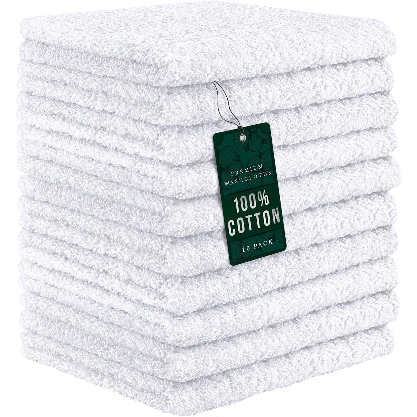 DecorRack 10 Pack 100 Cotton Wash Cloth Luxurious Soft 12 x 12 inch Ultra Absorbent Machine Washable Washcloths White 10 Pack