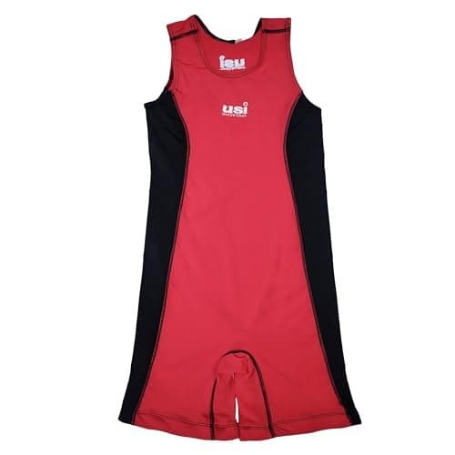 USI UNIVERSAL Wrestling Suit Costume Dress For Women, (Red, Size S) Wrestling Singlet With Nylon Elastane Fabric 210 Gsm, Irritation Free Flat Lock Seam, Grip Elastic On Bottom Hole