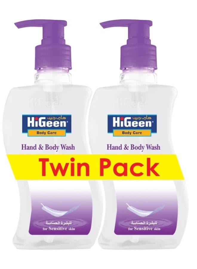 HiGeen Antiseptic Hand & Body Wash With Pump Wavy Sensitive 500 ml (Twin Pack)