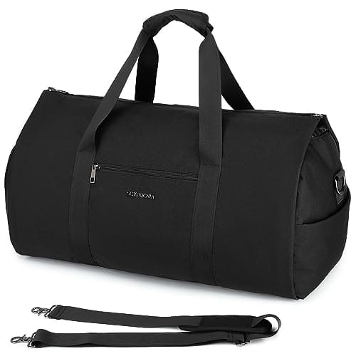 Garment Bags for Travel, Convertible Carry On Garment Weekender Bag Duffel Bag with Shoe Pouch 2 in 1 Hanging Suitcase Suit Travel Bags Duffel Bag for Men Black