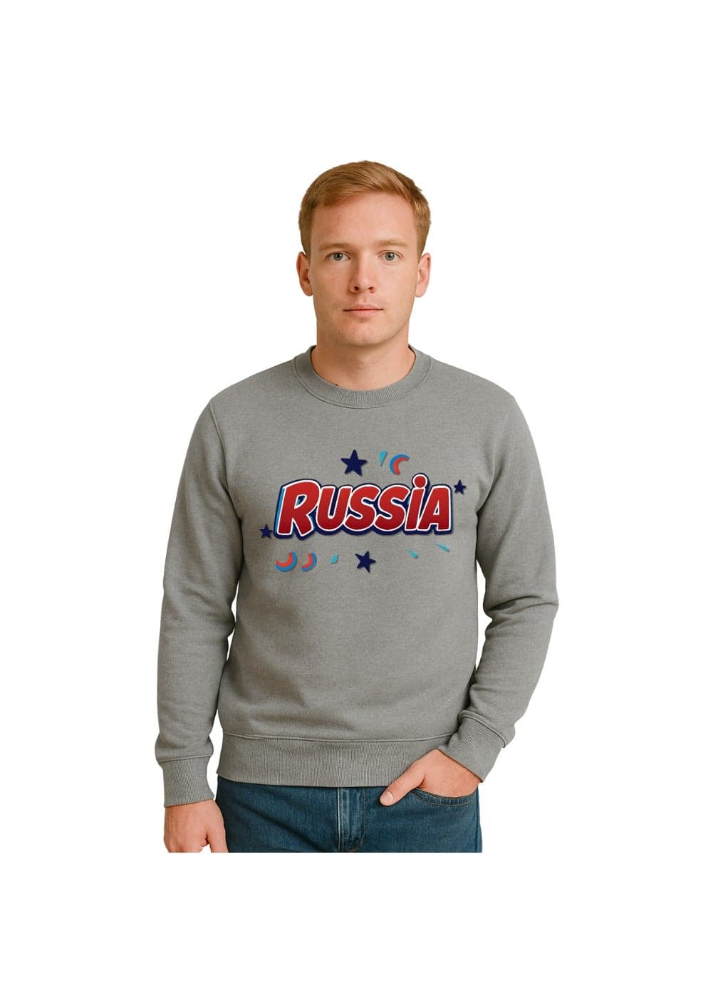 Russia Men’s Sweatshirt–Long Sleeve Cotton Pullover–Comfortable And Stylish Casual Wear With Russia Graphic Print–Ideal For Travel And Outdoor Activities — M