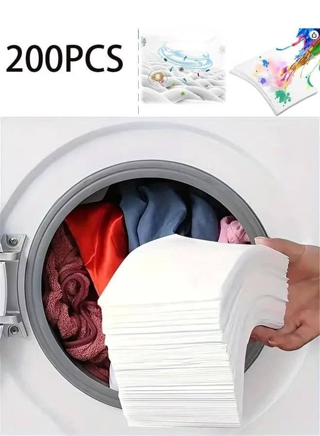 Laundry Color And Dirt Catcher Anti-Stain Sheets Collect, Absorb And Hold Color Dyes In Water. Prevent Clothes From Bleeding (200 Photos)