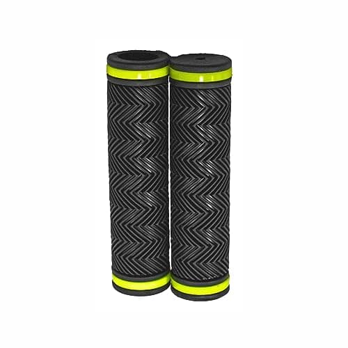 TRU Bicycle Handlebar Grip Set, Soft Rubber, Non Toxic, Anti-Slip, Standard Size Cycle Handle Grip Length, Specialized Replacement Bike Grips MTB/City Bicycle Bike (Neon)