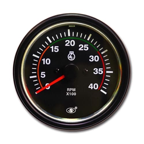 MOTOR METER RACING Universal Diesel Engine 85mm 3-3/8" Tachometer for Alternator W Terminal 4000 RPM Black Dial in Dash 12/24 Volt