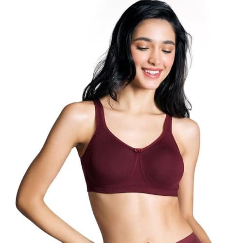 NYKD Encircled with Love Everyday Cotton Bra for Women Non Padded, Wirefree, Full Coverage - Side Support Shaper - Bra, NYB169, WINDSOR WINE, 34C, 1N
