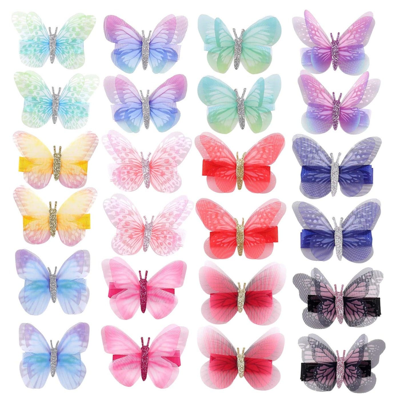 inSowni 24 Pack12 Pairs Colorful Realistic Butterfly Alligator Hair Clips Butterflies Hair Barrettes Small Hair Bows Accessories for Baby Girls Toddlers Teens Kids