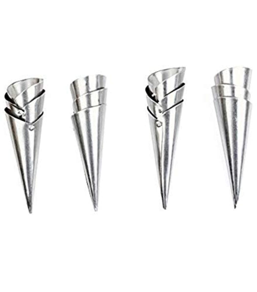 Choco Decor Aluminum Conical Spiral Baking Cone, 11 x 4 cm, Silver, Pack of 12