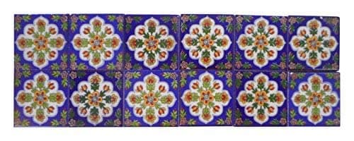 Shivkripa Blue Art Pottery Ceramic Handmade Tiles Pack of 12 SKT58