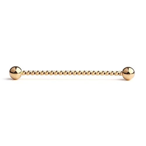 Ruifan 1PC 14 Gauge Braided Bar Industrial Barbell Cartilage Earring Body Piercing Jewelry 1 1/2 Inch(38mm) - Gold