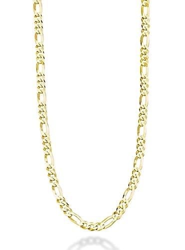 Miabella Italian 18K Gold Plated 925 Sterling Silver 5mm Figaro Link Chain Necklace for Women Men, 925 Made in Italy (24 Inches)