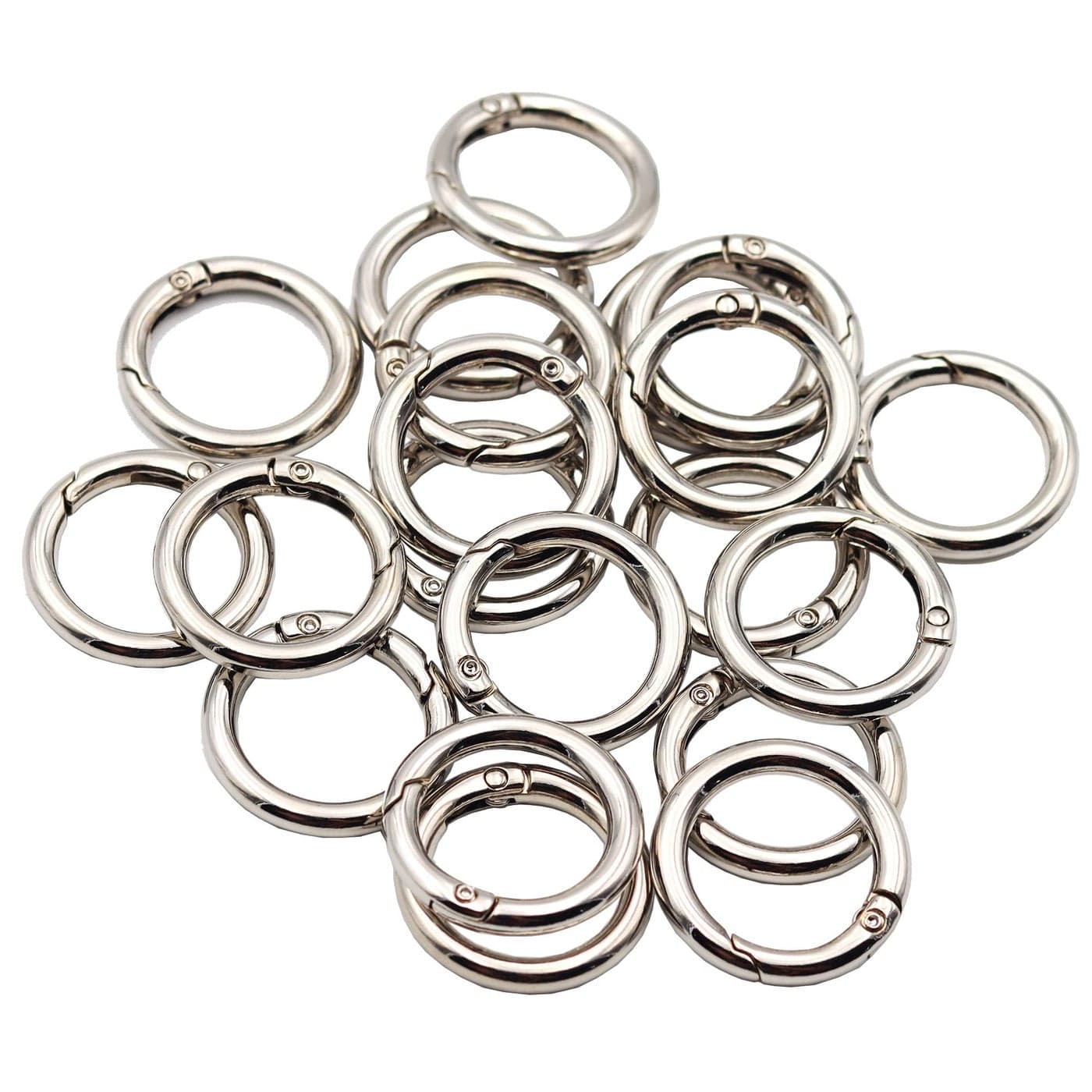 JWBIZ 20pcs Trigger Spring O Rings Round Carabiner Clip Snap for Keyrings Buckle BagsPurses Silver 34 inch