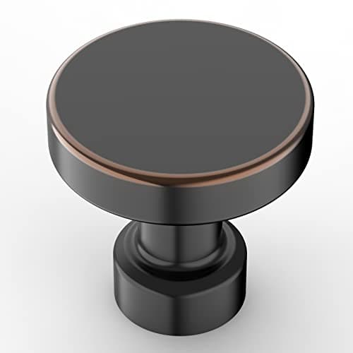 Amerdeco 10 Pack Oil Rubbed Bronze Cabinet Knobs 1-1/6 Inch (32mm) Single Hole Pulls for Drawers, Dressers, and Bathroom Cabinets