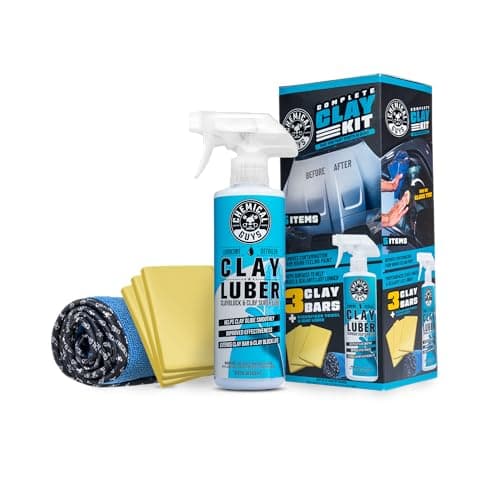 Chemical Guys Complete Clay Kit, Paint Restoration Kit, with Clay Luber 16 oz, 3 Clay Bars, & Microfiber Towel for Cars, Trucks, SUVs, & More