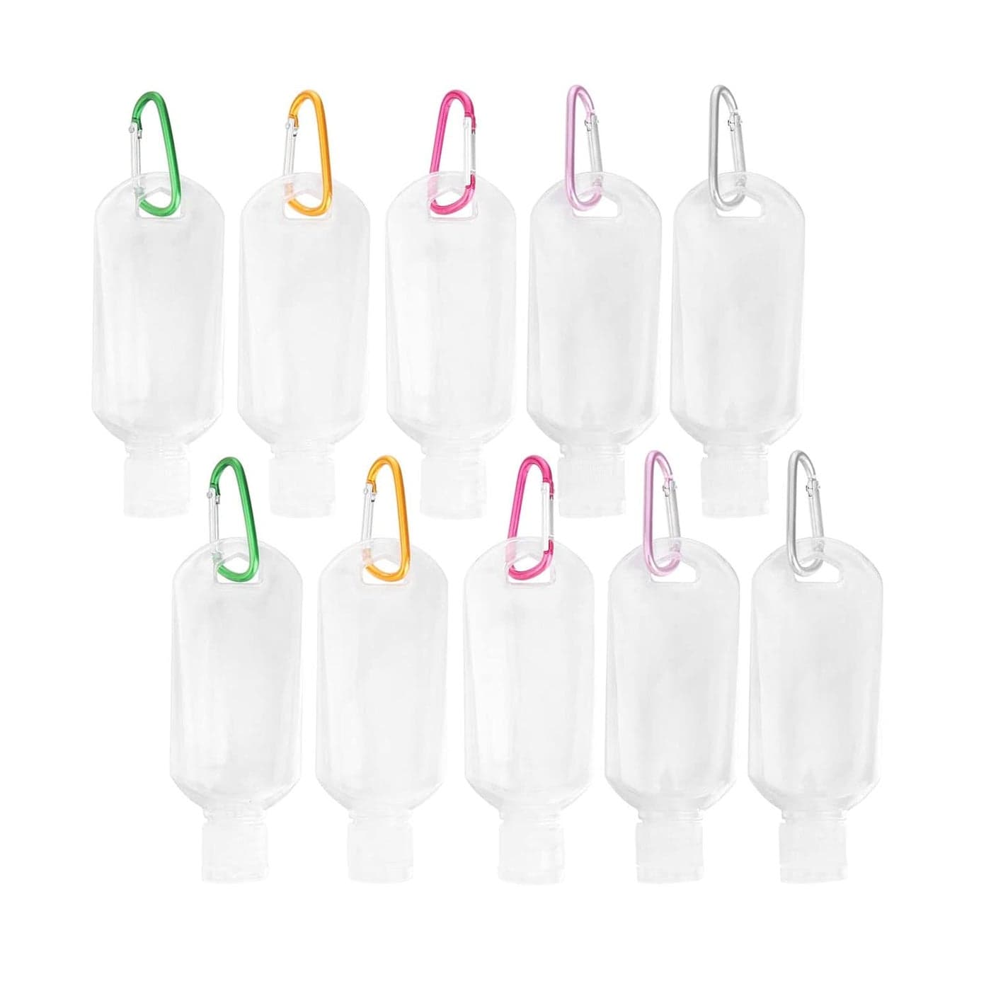 EXCEART 1 Set/16pcs Travel Plastic Keychain Bottle Clear Empty Containers Flip Cap Refillable Containers for Toiletry Shampoo Lotion (Hook Color Random)