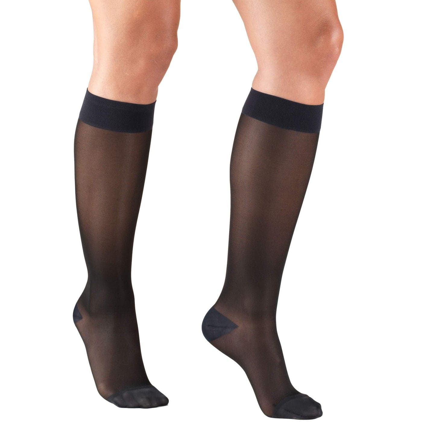 Sheer Compression Stockings 1520 mmHg Womens Knee High Length 20 Denier Charcoal Small
