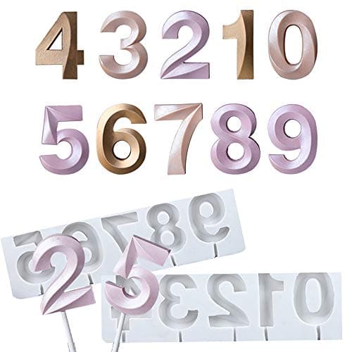 Fondant 0-9 Number Mold Silicone Letter Mold Candy Making Alphabet Fondant Molds for Birthday Decoration