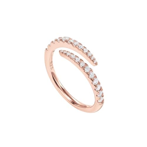 PAVOI 14K Gold Plated Cubic Zirconia Open Twist Eternity Band Rose Gold for Women Size 5