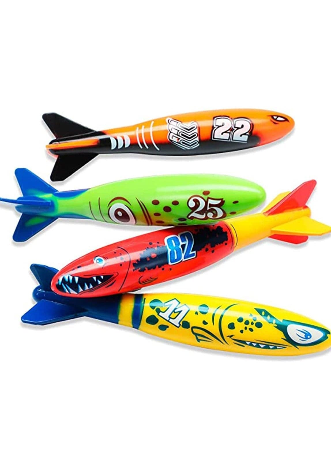 Dive Torpedo Bandits Pool Toys Underwater Diving Water Games Training Gift Set for Boys Girls and Up 4 Piece Colorful Fun Toy Bath
