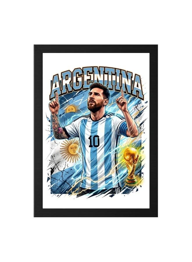 Argentina Soccer Player Photo Frame | Football Theme Picture Display | Sports Fan Decor | Bedroom Living Room Wall Decoration