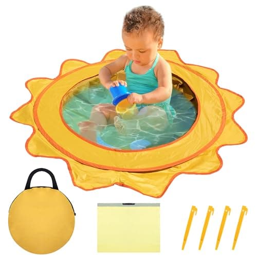 RunNico Pop Up Beach Pool, Portable Toddler Beach Pit with Water Bag and Storage Bag, Cute Shape Beach Pool Puddle for Outdoor Summer Beach Camping Traveling Vacation