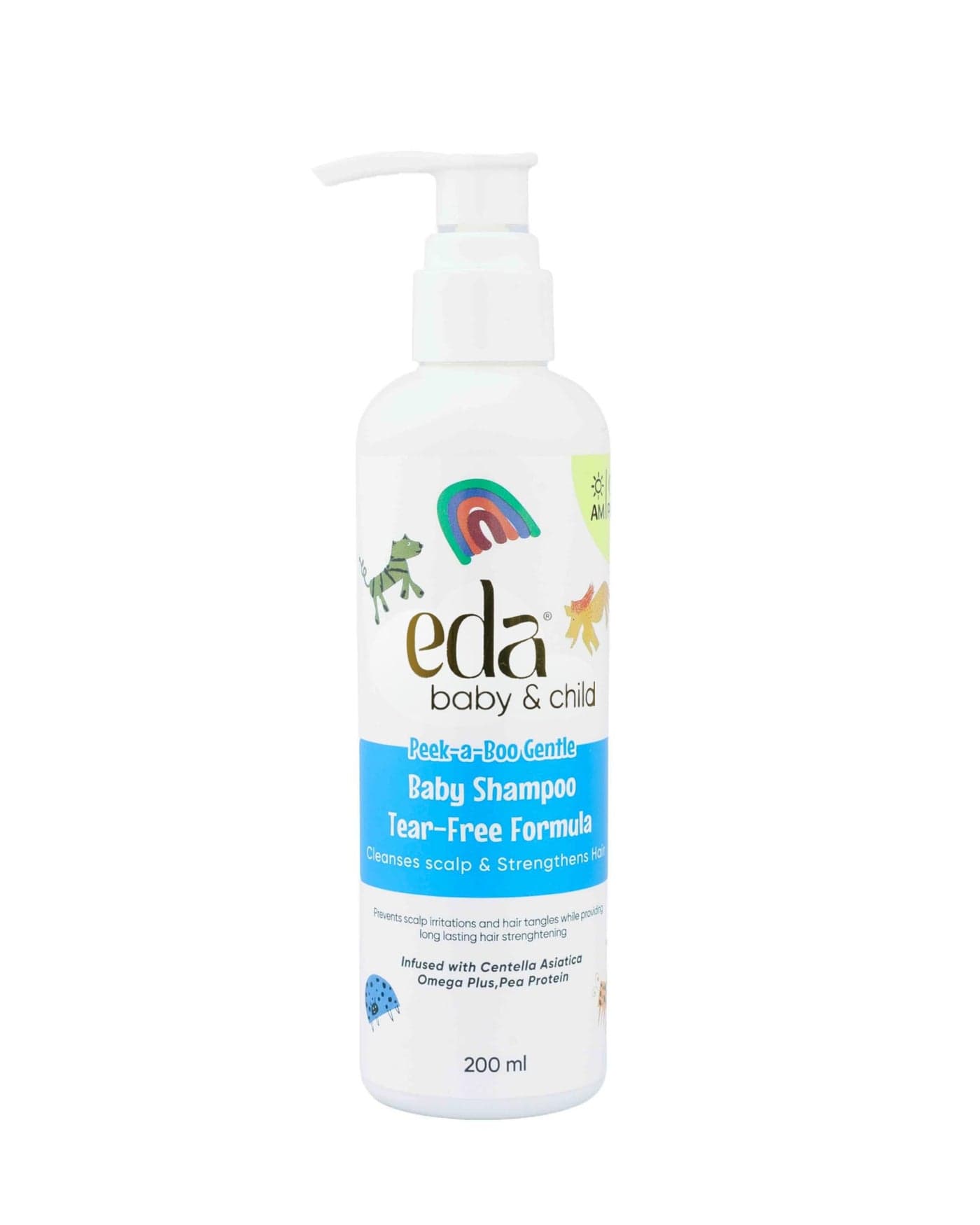 EDA Baby & Child Peek a Boo Gentle Tear Free Kids Shampoo for 0 to 10 Years with Centella Asiatica, Calendula and Pea Protein | Cleanses Scalp, Strengthens Hair and Smoothes Hair for Daily Use | 200ml