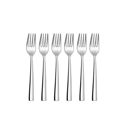 Shri & Sam Lotus Plain Stainless Steel Dinner Fork Set, 6 Pieces, Silver