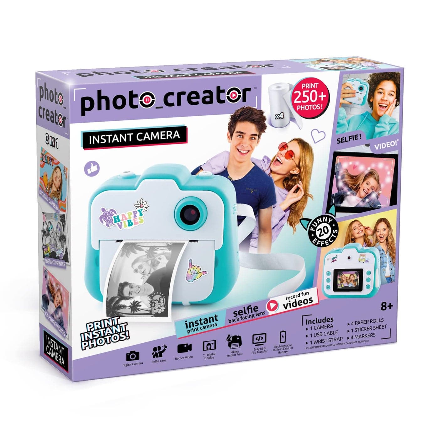 Canal Toys Photo Creator Instant Print Camera Photo Selfie and Video Thermal Paper for 250 Photos LCD Screen 8 Blue