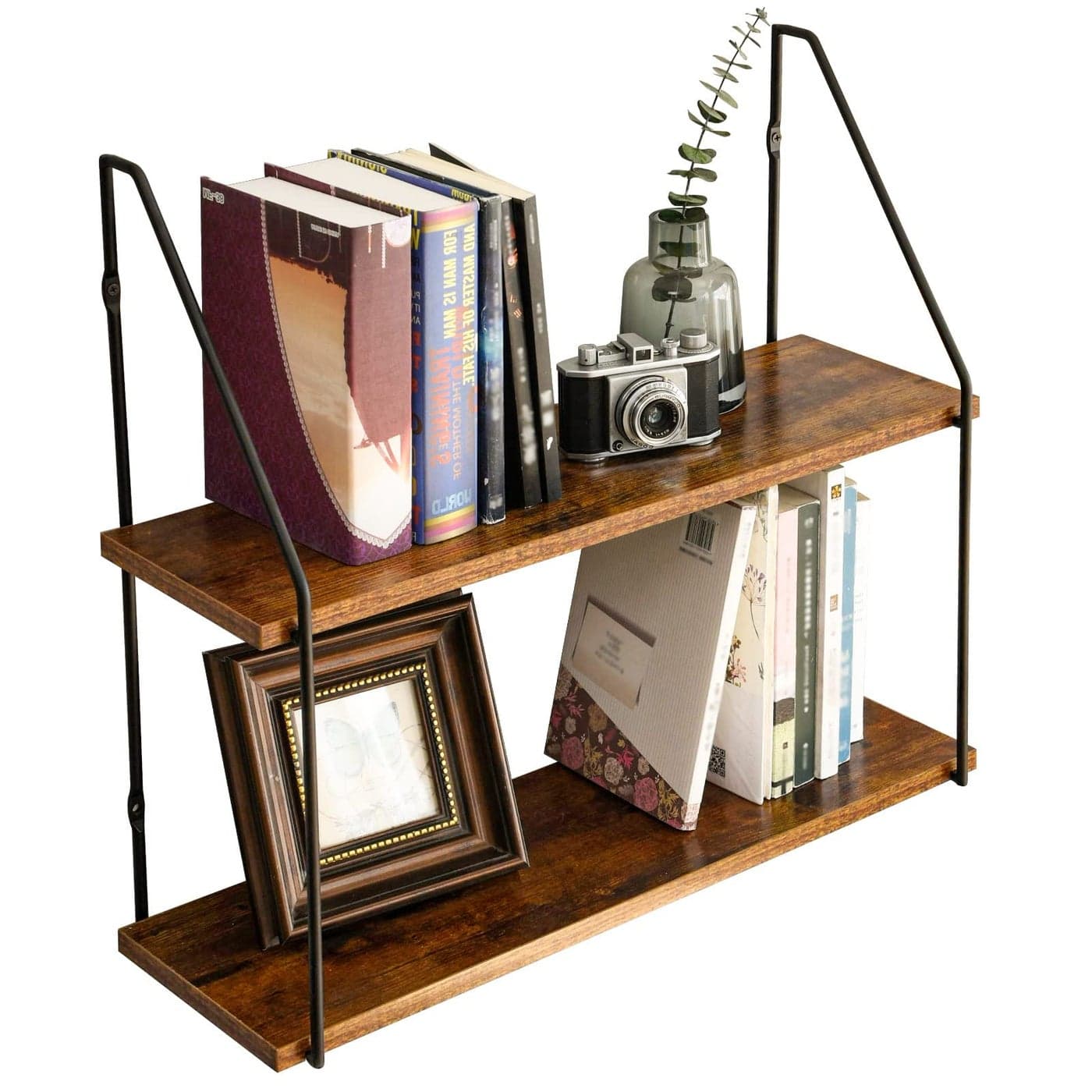 IBUYKE Floating Shelves Wall Shelf Outdoor 60x20x53cm Shelving Unit for Wall Plant Stand Kitchen Spice Rack Storage Organiser Shelf for Bedroom Bathroom Living Room Office RFTM011