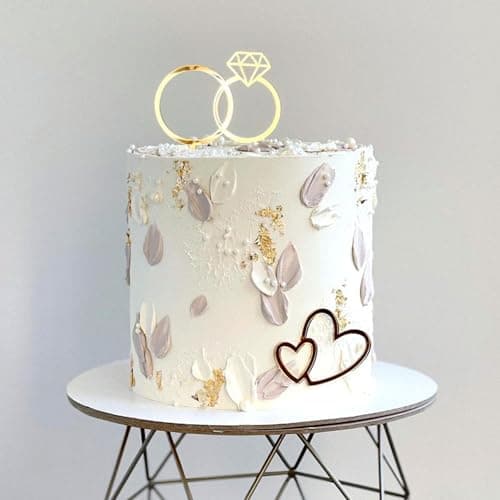 Diamond Ring Cake Toppers, Acrylic Love Heart Cake Toppers for Marriage Engagement Anniversary Valentines Party Cake Decorations Supplies