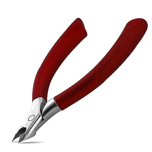 FVION Cuticle Trimmer Professional Cuticle Nippers Rubber Coated Handle Manicure Tools Stainless Steel Cuticle Cutter for Nails 5mm Red