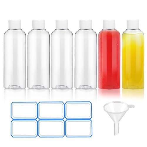 AskBed 6 Pack 2 Oz 60ml Clear Plastic Shot Bottles with caps Small Bottles for Health Immunity Wellness Samples Perfect for Ginger Juice Personal Care on the Go