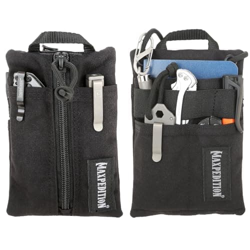MAXPEDITION Platy Pocket Organizer Durable EDC Tool Pouch for Men Neck Wallet with Paracord Lanyard Holds Flashlight Multitool Pen Notebook Black 4 x 6