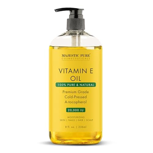 Majestic Pure Vitamin E Oil 100 Pure Natural 20000 IU Premium Grade ColdPressed and Tocopherol to Repair Dry Damaged Skin Moisturizing Skin Hair and Scalp 8 Fl Oz