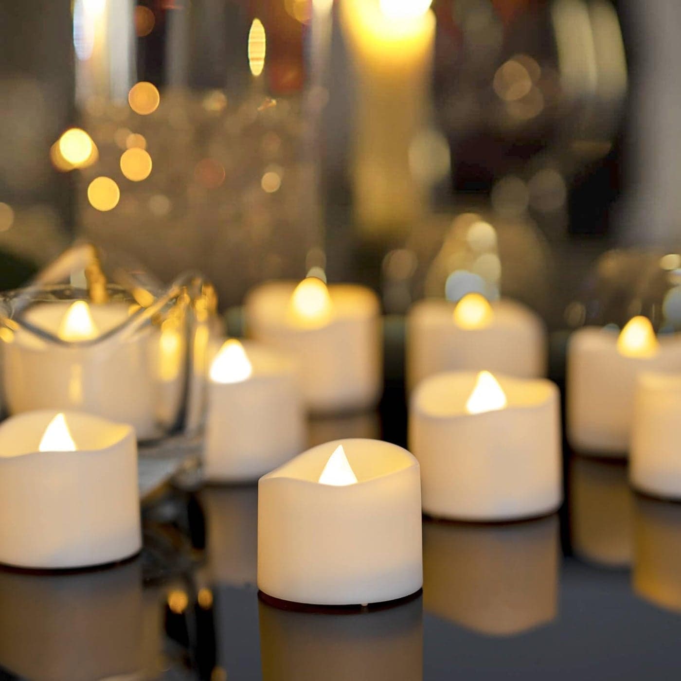 Homemory 48Pack Novelty Flickering Flameless Tea Lights Candles 200Hours BatteryOperated LED Fake Candles for Wedding Table CenterpiecesProposalAnniversary White Base 15 H13