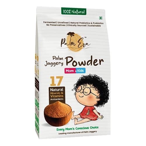 Palm Era Mom And Kids Organic Palm Jaggery Powder 450g | AGMARK Certified | Low GI & Chemical-Free | Fermented Natural Sweetener | Safe, Hygienic & Nutrient-Rich