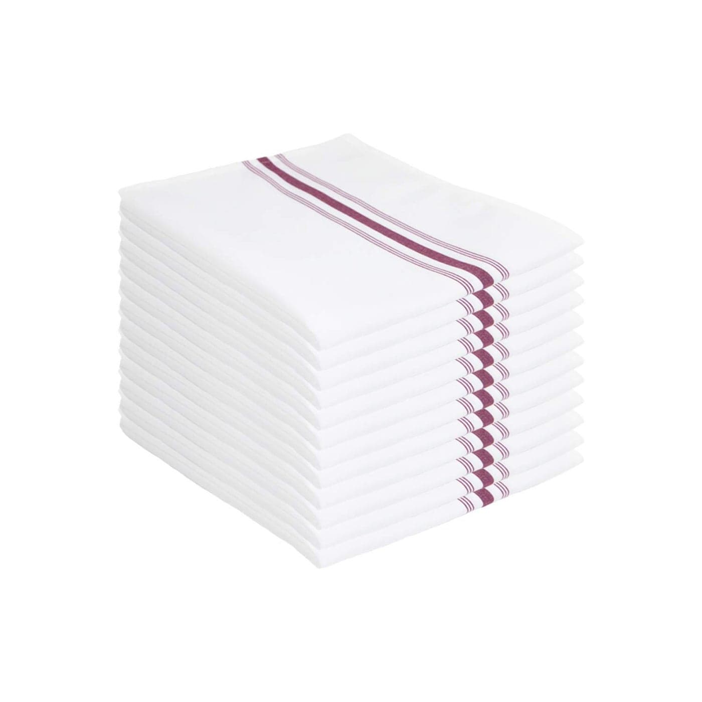 Arkwright Bistro Dinner Cloth Napkins Pack of 12 Absorbent Soft and Washable Professional Restaurant Quality Table Linen with French Stripes 18 x 22 in Burgundy