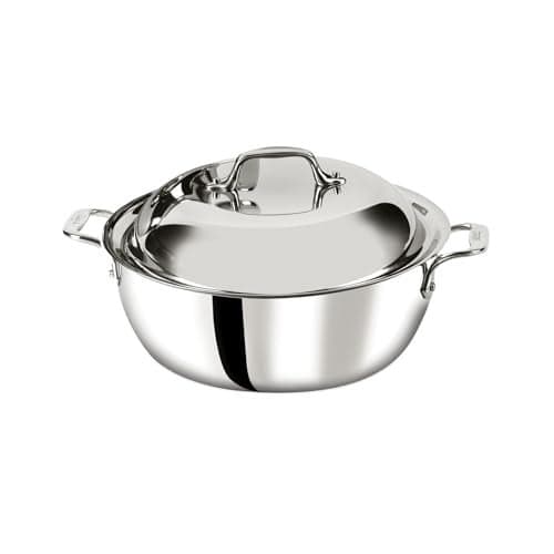 All-Clad D3 3-Ply Stainless Steel Dutch Oven 5.5 Quart Induction Oven Broiler Safe 600F Pots and Pans, Cookware Silver