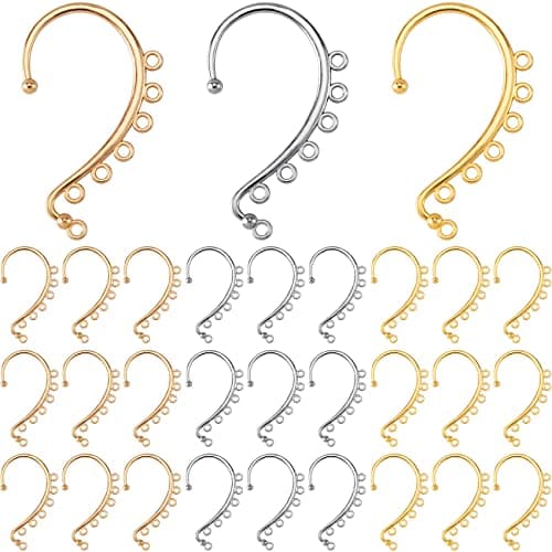 OIIKI 30PCS DIY Ear Cuffs Earrings for Women Non Piercing Ear Wraps Earrings Clip on Ear Cuff Earrings 7 Holes for Jewelry DIY Jewelry Making Accessories for Earrings Silver Gold kc Gold