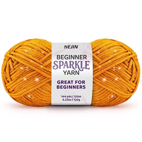 120g Orange Sparkle Yarn for Crocheting and Knitting 120m144yds for Beginners with EasytoSee Stitches WorstedWeight Medium 4 Yarn for Beginners Crochet Kit Making
