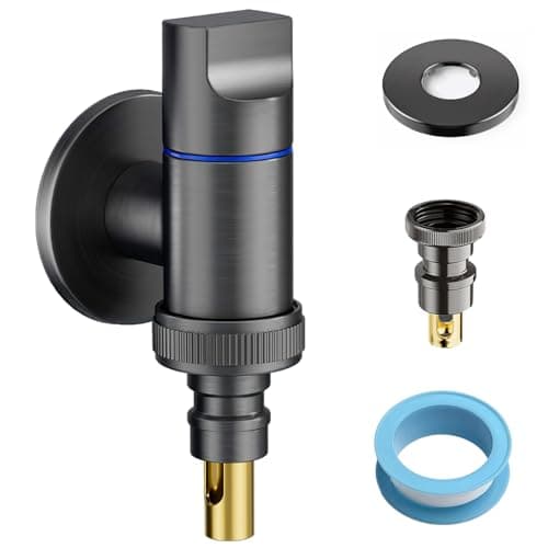 TecoKart® Washing Machine Faucet, G1/2 Modular Tap for Washing Machine, Wall Mounted Brass Angle Valve, Universal Shut Off Valve for Bathroom, Toilet, Garden – Gunmetal
