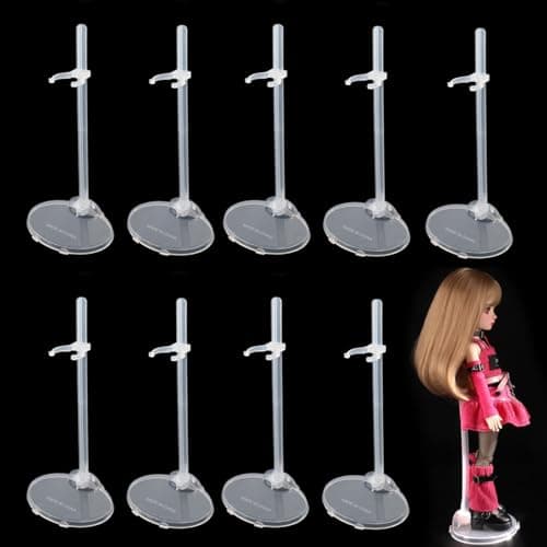 BieFuDan 10Pcs Adjustable Display Holders for Action Figures Transparent Plastic Mini Stand Support for 11 to 13 Inch Dolls Toy Accessories