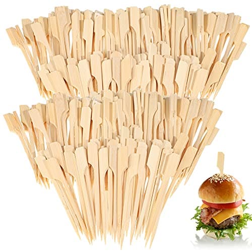 Chengu Paddle Skewers 35 Inch Wooden Cocktail Toothpicks Bamboo Paddle Picks Food Appetizer Skewers Bamboo Wood Toothpicks for Cocktail Appetizers Fruit Sandwich Barbecue Snacks500 Pcs