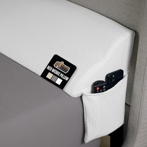GORILLA GRIP Patent Pending King Bed Wedge Pillow Headboard Gap Filler, US Designed, Comfortable Supportive High Density Foam Pillows, Stay in Place Gripping Dots, Wedges Between Mattress, White