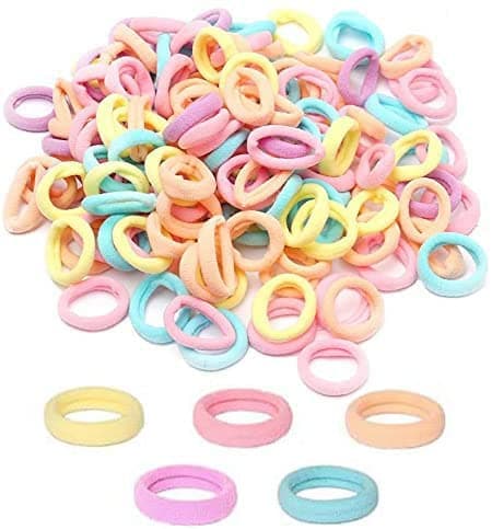 200Pcs Baby Hair Ties Soft Cotton Toddler Hair Ties for Girls and Kids 1 Inch Multicolor Seamless Hair Bands for Kids Girls Gifts
