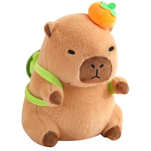 Ditucu Cute Orange Capybara Plush Pillow with Turtle Backpack Stuffed Animal Capibara Plushies Toys Gifts for Kids Brown 137 inch